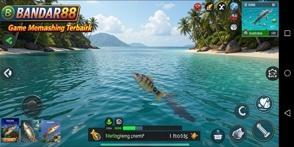 Tampilan gameplay BANDAR88 yang menampilkan suasana memancing yang seru.
