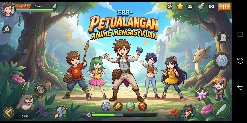 Screenshot gameplay E88 menampilkan karakter anime beraksi.