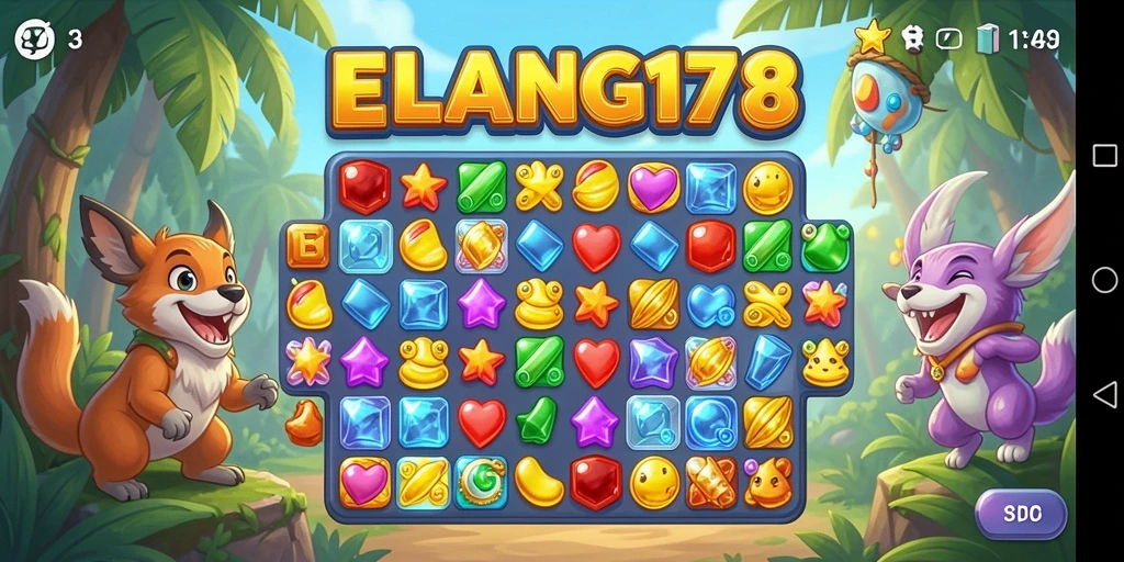 Tampilan gameplay menakjubkan dalam permainan Match-3 ELANG178.