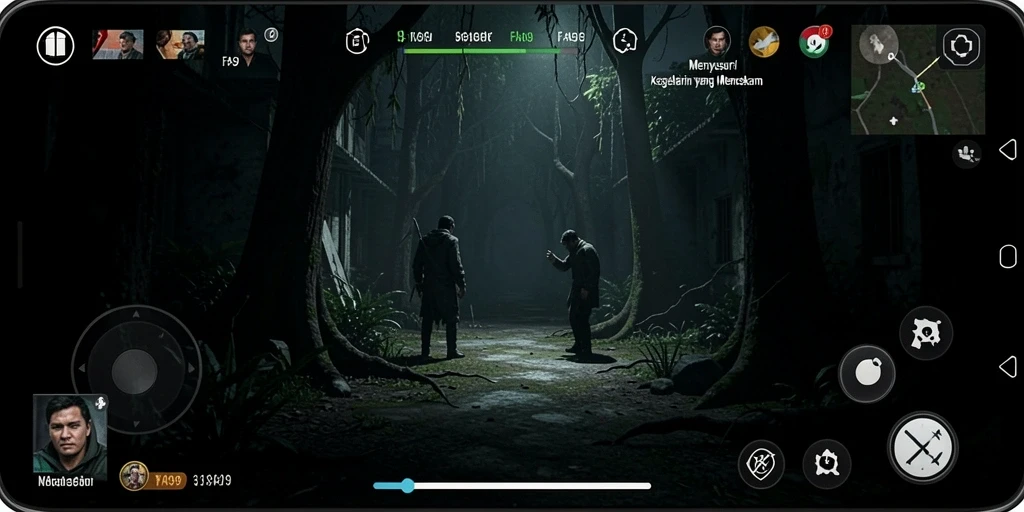 Screenshot menampilkan fitur gameplay Horror yang mendebarkan.