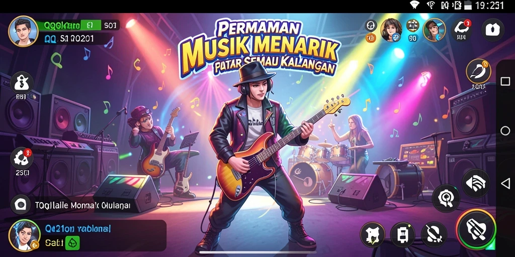 Screenshot utama dari QQ1221 menampilkan gameplay yang memukau dan interaktif dalam permainan musik.