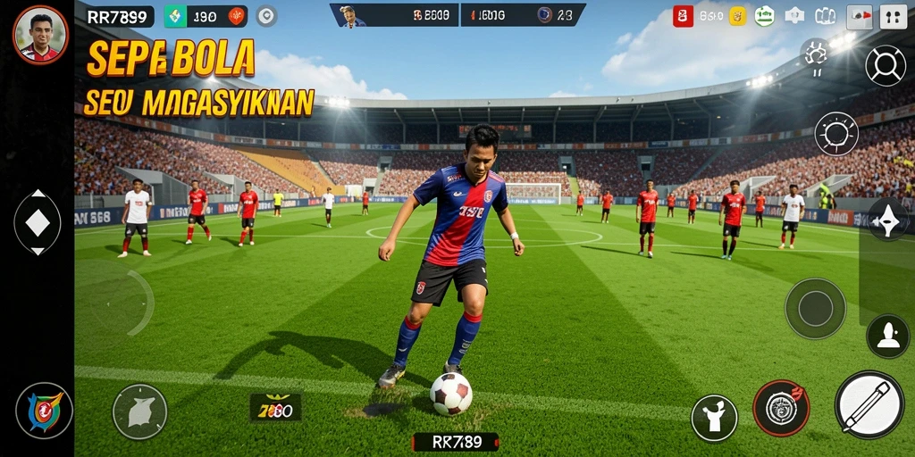 Tampilan gameplay <strong>RR789</strong> yang seru dan mendebarkan di lapangan sepak bola.