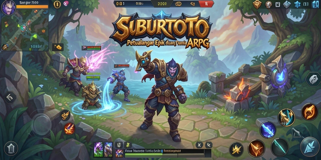 Tampilan seru gameplay SUBURTOTO dengan aksi pertempuran ARPG.